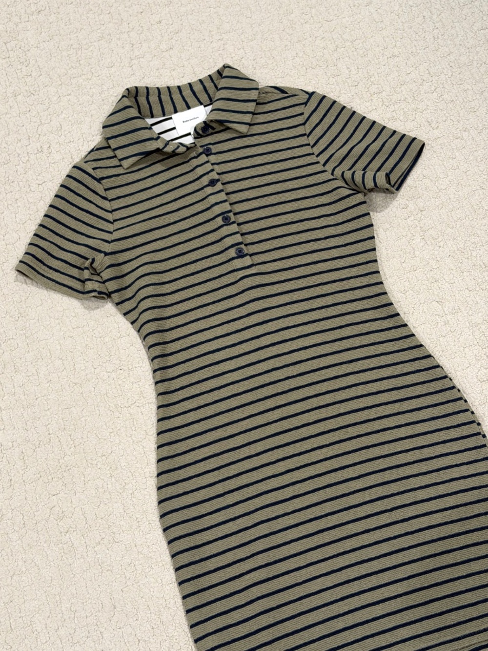 Reformation Striped Textured Polo Dress Size Medium - Picture 3 of 5
